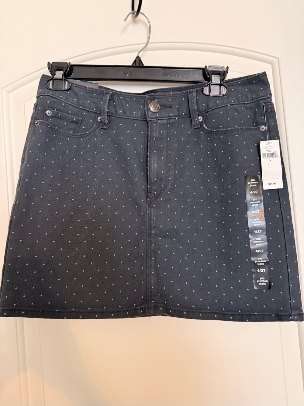 GAP Navy Denim Mini Skirt with White Polka Dots